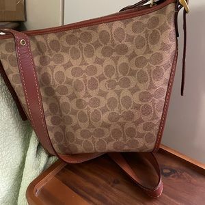 Coach Signature Brown Leather Bucket Style Bag